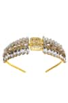 Buy_ORNAMAAS_Gold Cubic Zirconia Spike Embellished Headband _at_Aza_Fashions