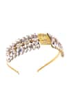 Buy_ORNAMAAS_Gold Cubic Zirconia Spike Embellished Headband _Online_at_Aza_Fashions