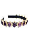 ORNAMAAS_Gold Cubic Zirconia Geometric Motif Headband _Online_at_Aza_Fashions