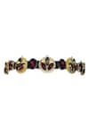 Buy_ORNAMAAS_Red Cubic Zirconia Carved Geometric Motif Headband _at_Aza_Fashions