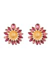 Buy_ORNAMAAS_Purple Cubic Zirconia Floral Carved Studs _at_Aza_Fashions