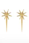 Shop_ORNAMAAS_Gold Plated Oversized Star Anise Spike Earrings _at_Aza_Fashions