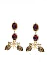 Shop_ORNAMAAS_Red Carved Abstract Embellished Earring _at_Aza_Fashions