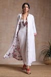 Buy_Vasstram_White Cotton Linen Solid Shirt Collar Gulistaan Long Jacket _at_Aza_Fashions