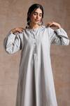 Buy_Vasstram_Grey Melangecotton Solid Mandarin Collar Zarah Dress _Online_at_Aza_Fashions