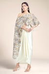 Buy_Anamika Khanna_Multi Color Embroidered Beads Straight Neck Cape And Draped Skirt Set _at_Aza_Fashions