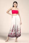 Buy_Rajdeep Ranawat_Beige Printed Bukhara Surilee Draped Skirt _at_Aza_Fashions