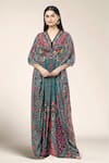 Buy_Rajdeep Ranawat_Multi Color Printed V Neck Kutch Kaftan _at_Aza_Fashions