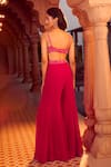 Aariyana Couture_Pink Cape Silk Organza Hand Embroidery Floral Bustier V Neck And Sharara Set 