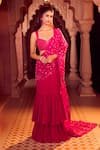 Buy_Aariyana Couture_Pink Saree Viscose Crepe Hand Embroidery Pre-draped Lehenga With Bustier _Online_at_Aza_Fashions