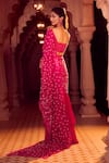 Buy_Aariyana Couture_Pink Saree Viscose Crepe Hand Embroidery Pre-draped Lehenga With Bustier _Online