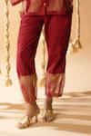 BANANA labs_Maroon Cotton Handblock Printed Wavy Collared Shirt With Pant _Online_at_Aza_Fashions