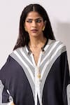 Kamaali Pret_Black Cupro Bemberg Printed Geometric V-neck Kavi Cape Top With Pant _Online_at_Aza_Fashions