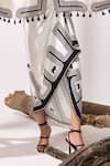 Kamaali Pret_White Cupro Bemberg Slub Satin Printed Elephant Azalea Capelet With Sarong _at_Aza_Fashions