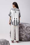 Shop_Kamaali Pret_White Cupro Printed Elephant V-neck Mali Oversized Top With Pant _at_Aza_Fashions