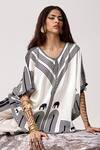 Buy_Kamaali Pret_White Cupro Printed Elephant V-neck Hathi Oversized Top _Online_at_Aza_Fashions