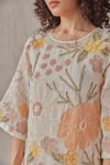 Shop_Khamaj India_Pink Inner Cotton Hand Embroidered Floral Round Merlin Kurta With Pant _Online_at_Aza_Fashions