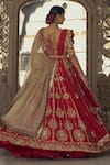 Shop_Nitika Gujral_Red Raw Silk Embroidered Dori Plunge Bridal Lehenga Set _at_Aza_Fashions