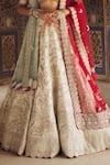 Nitika Gujral_Silver Tissue Embroidery Dori Sweetheart Neck Bridal Lehenga Set _Online_at_Aza_Fashions