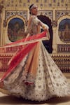 Shop_Nitika Gujral_Gold Tissue Embroidery Dabka Sweetheart Neck Resham Bridal Lehenga Set _Online_at_Aza_Fashions