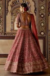 Shop_Nitika Gujral_Red Raw Silk Embroidery Kasab Sweetheart Neck Dabka Bridal Lehenga Set _at_Aza_Fashions