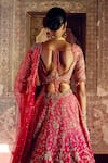 Buy_Nitika Gujral_Red Raw Silk Embroidered Kasab Sweetheart Floral Ombre Bridal Lehenga Set _Online_at_Aza_Fashions