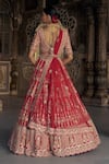 Shop_Nitika Gujral_Red Raw Silk Embroidered Kasab Scallop Floral Jaal Dabka Bridal Lehenga Set _at_Aza_Fashions