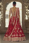 Shop_Nitika Gujral_Red Raw Silk Embroidered Kasab Sweetheart Floral Blossom Bridal Lehenga Set _at_Aza_Fashions