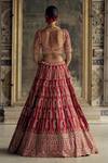 Shop_Nitika Gujral_Red Raw Silk Embroidered Kasab Sweetheart Paisley Vine Dabka Bridal Lehenga Set _at_Aza_Fashions