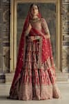 Buy_Nitika Gujral_Red Raw Silk Embroidered Kasab Sweetheart Paisley Vine Dabka Bridal Lehenga Set _Online_at_Aza_Fashions