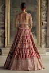 Shop_Nitika Gujral_Red Raw Silk Embroidered Kasab Sweetheart Paisley Vine Bridal Lehenga Set _at_Aza_Fashions