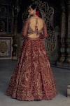 Shop_Nitika Gujral_Red Raw Silk Embroidered Kasab Sweetheart Paisley Dabka Bridal Lehenga Set _at_Aza_Fashions