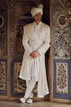 Buy_Nitika Gujral_Ivory Embroidered Geometric Sherwani Set _at_Aza_Fashions