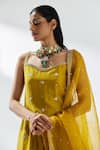 Shop_PRIYAL PRAKASH_Yellow Kurta And Sharara Chanderi Embroidery Gota Patti Sweetheart Neck Set _Online_at_Aza_Fashions