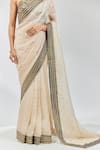 Shop_PRIYAL PRAKASH_Beige Saree Silk Organza Embroidery Sequin Halter Neck With Blouse _Online_at_Aza_Fashions