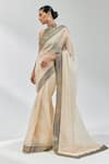 PRIYAL PRAKASH_Beige Saree Silk Organza Embroidery Sequin Halter Neck With Blouse _at_Aza_Fashions