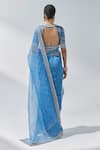 Shop_PRIYAL PRAKASH_Blue Saree Silk Organza Embroidery Gota Patti Round Border With Blouse _at_Aza_Fashions