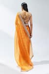 Shop_PRIYAL PRAKASH_Orange Saree Silk Organza Embroidery Gota Patti Zari Border With Blouse _at_Aza_Fashions