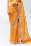 Shop_PRIYAL PRAKASH_Orange Saree Silk Organza Embroidery Gota Patti Zari Border With Blouse _Online_at_Aza_Fashions