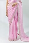 Buy_PRIYAL PRAKASH_Pink Saree Silk Organza Embroidery Gota Patti Halter Neck Aari With Blouse _Online_at_Aza_Fashions