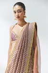 PRIYAL PRAKASH_Purple Saree Silk Organza Woven Linear Sweetheart Neck With Blouse _Online_at_Aza_Fashions