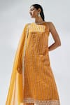 Shop_PRIYAL PRAKASH_Orange Kurta And Pant Chanderi Woven Zari Stripe Round Set _Online_at_Aza_Fashions