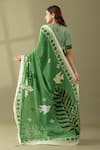 Shop_Thee Modern Roots_Green Crepe Print Floral Saree _at_Aza_Fashions