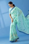 Buy_Thee Modern Roots_Green Georgette Print Dandelion Saree _Online_at_Aza_Fashions