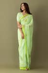 Buy_Thee Modern Roots_Green Georgette Print Dandelion Floral Saree 