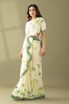 Buy_Thee Modern Roots_Ivory Georgette Print Floral Abstract Saree _Online_at_Aza_Fashions