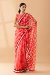 Buy_Thee Modern Roots_Pink Chiffon Print Petal Tonal Floral Saree _at_Aza_Fashions