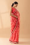 Buy_Thee Modern Roots_Pink Chiffon Print Petal Tonal Floral Saree _Online_at_Aza_Fashions