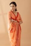 Buy_Thee Modern Roots_Peach Chiffon Print Abstract Horse Saree 