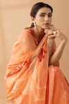 Shop_Thee Modern Roots_Peach Chiffon Print Abstract Horse Saree 